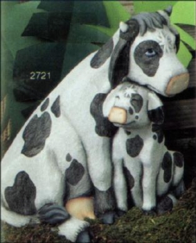 große Kuh-Mama mit Kind